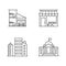 Industrial buildings pixel perfect linear icons set