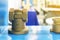 Industrial casting parts water t joint copper or Brass fittings on blue table