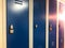 Industrial changing drawers, lockers with a blue doors