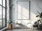 Industrial Chic Living Space with Blank Frame