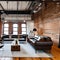 Industrial Chic: A loft-style living room with exposed brick walls, metal piping, and salvaged factory lights Leather sofas and