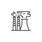 Industrial chimney pollution line icon