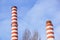 Industrial chimney urban scenery near at power plant