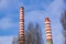 Industrial chimney urban scenery near at power plant