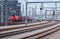 Industrial cityscape - Railway tracks in the city center near main railway station of Vienna - Wien Hauptbahnhof