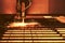 Industrial cnc plasma machine cutting of metal plate