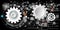 Industrial Cogs Gears circuit Banner Background with lighting effect.
