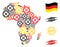 Industrial Composition Africa Map in German Flag Colors and Grunge Seals