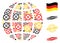 Industrial Composition Planet Globe in German Flag Colors and Grunge Seals