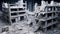 Industrial concrete building destructed by earthquake strike. Disaster scene full. generative ai