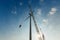 Industrial crane installing wind tubine