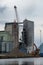 Industrial cranes and buildings in Halmstad port