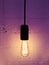 Industrial design light bulb on a black cord