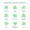 Industrial ecology green concept icons set