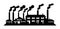 Industrial factories silhouette with multiple smoke stacks. Pollution concept, environmental impact, silhouette of