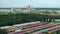 Industrial factory freight site with cargo container yard at Brunswick cellulose and paper plant in Georgia, USA