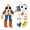 Industrial female worker inspector with safety equipment clipart