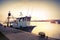 Industrial fishing boat. Vintage toned photo