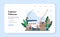 Industrial fishing web banner or landing page. Capture fisheries,