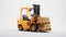 Industrial forklift stacker loader efficiently loading cardboard boxes in a spacious warehouse