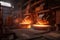 Industrial Foundry with Molten Metal and Molds