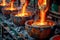 Industrial Foundry Pouring Molten Metal in Steel Factory - Manufacturing and Heavy Industry Concept