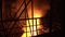 Industrial furnace fire. Fire sparks from industrial furnace. Steel furnace