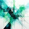 Industrial Futurism: Dynamic Green And Black Artwork With Abstract Watercolor