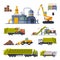 Industrial Garbage Recycling Set, Waste Processing Factory, Garbage Truck, Garbage Collection, Transportation