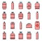 Industrial gas cylinders icons set vector color