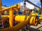 Industrial gas distribution pipeline station, yellow pipes, tubes, valve and equipment