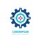 Industrial gear logo template design. Business factory sign. Cogwheel symbol. SEO icon. Direction compass concept logo design.