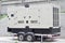 Industrial generator power. Mobile diesel backup generator on caravan wheels.  Backup power supply generator for emergency