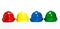 Industrial hardhats on white background