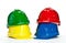 Industrial hardhats on white background