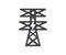 Industrial high voltage power lines icon. High voltage tower logo design. Energy industry. Infrastructure, Electricity pylon.