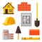 Industrial icon set of housing construction