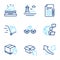 Industrial icons set. Included icon as Hold box, Parcel tracking, Lighthouse signs. Vector