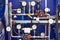 Industrial installation. Pipes with pressure sensors and valves