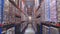 Industrial interior in a warehouse with boxes. Flight in a large modern warehouse.