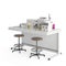 Industrial lab with electronic experiment, lab bench, stools 3D rendering