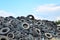 Industrial landfill for the processing of waste tires and rubber tyres.