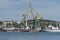 Industrial landscape with cranes in the seaport of Sevastopol