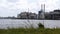 Industrial landscape with grass in a breeze