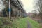 Industrial landscape of pipelines snaking through a lush, green grassy field