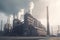 Industrial landscape with smokestack. Generative AI