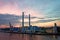 Industrial landscape at the sunset on the River Elbe - Hamburg