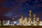 Industrial lights of an oil and gas refinery or petrochemical plant