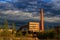 Industrial lights and sky