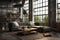 Industrial Loft Living Room with Large Windows